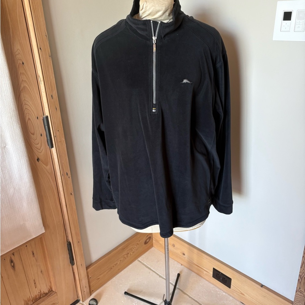 Tommy Bahama Black Zip Up Sweater with Relaxed Fit